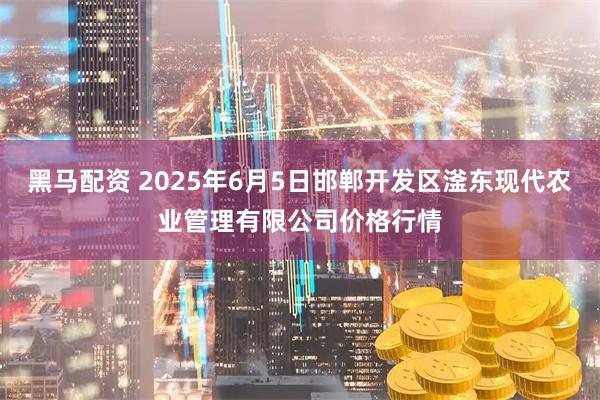 黑马配资 2025年6月5日邯郸开发区滏东现代农业管理有限公司价格行情