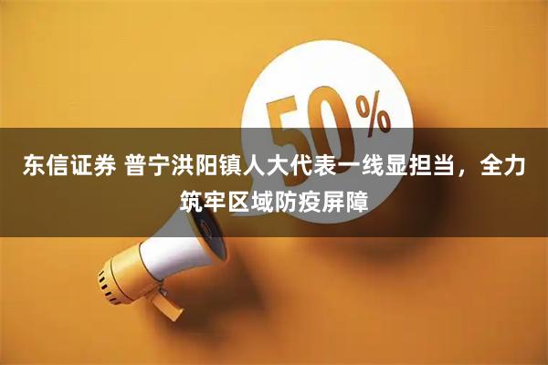 东信证券 普宁洪阳镇人大代表一线显担当，全力筑牢区域防疫屏障